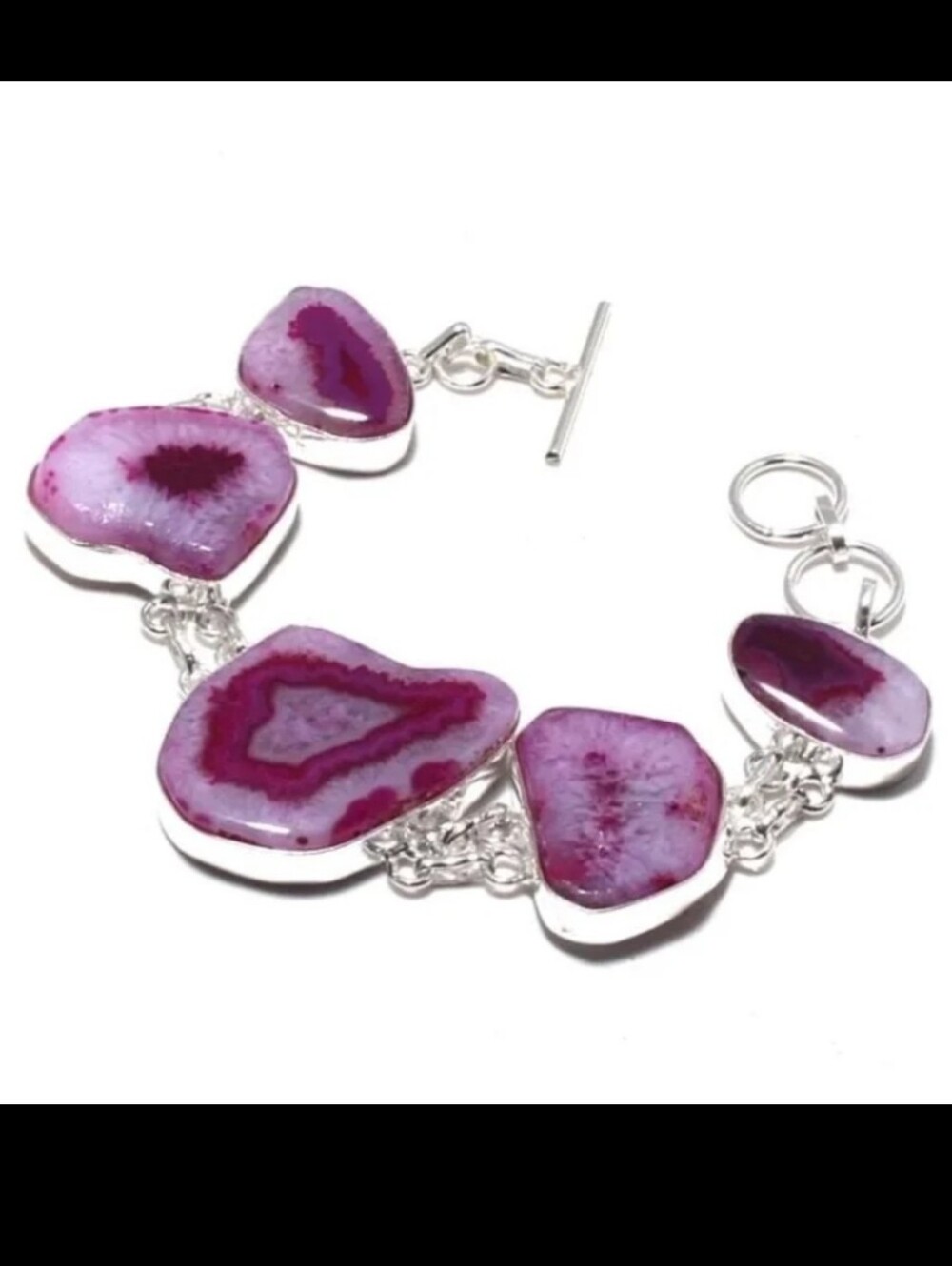 New Solar Quartz Agate Silver Bracelet.